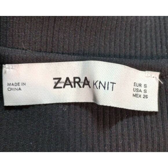 Zara Sweater Ladies Small Black‎ Lace Tie Neck Form Fitting - Picture 4 of 6